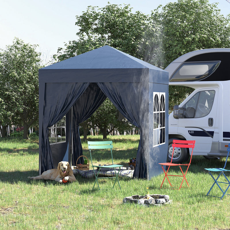 Outsunny 2mx2m Blue Pop Up Gazebo Party Tent Canopy Marquee with Storage Bag