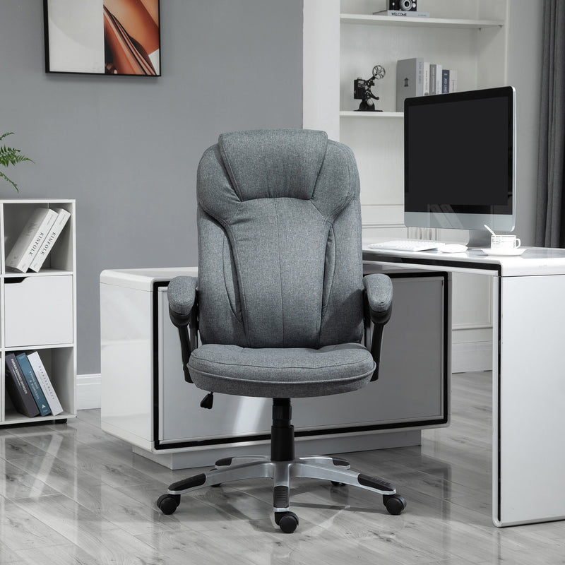 Vinsetto Linen Executive Office Chair Height Adjustable Swivel Chair, Grey