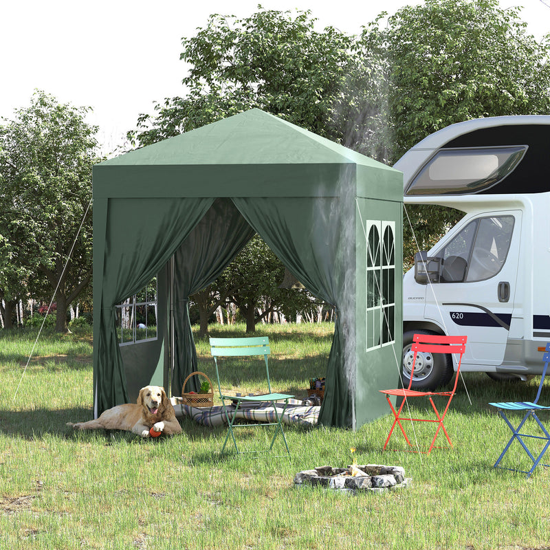 Outsunny 2mx2m Green Pop Up Gazebo Party Tent Canopy Marquee with Storage Bag