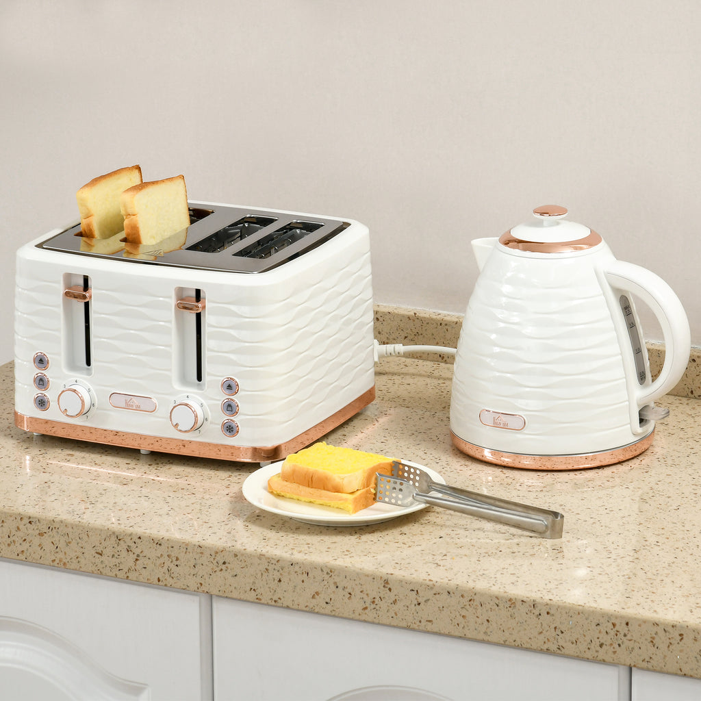 Toaster Both HOMCOM Kettle And Toaster Set 1.7L Rapid Boil Kettle & 4 Slice Toaster