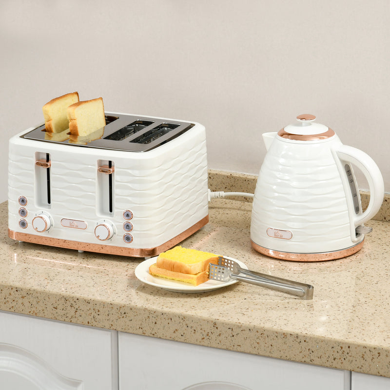 White kitchen kettle and deals toaster