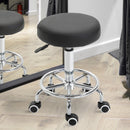 Vinsetto Round PU leather Salon Beautician Stool Adjustable Height w/ Footrest