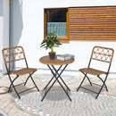 Outsunny 3 PCS Folding Rattan Wicker Bistro Set, Coffee Table Set, Natural