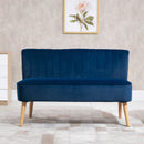 HOMCOM Velvet-Feel Double Sofa w/ Wood Frame Foam Padding High Back, Blue
