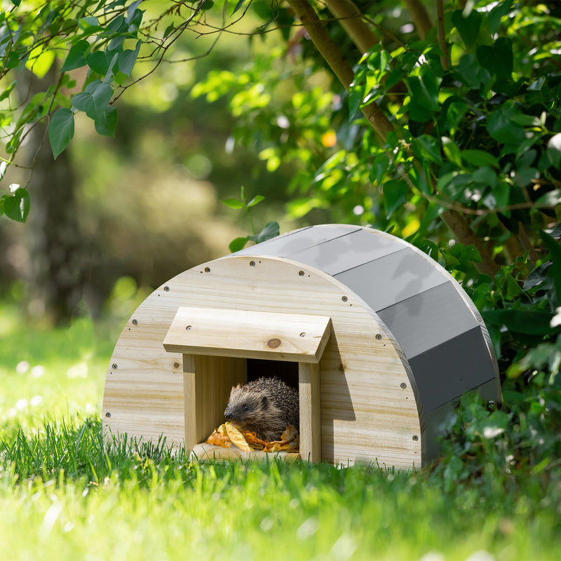 PawHut Wooden Hedgehog House Hibernation Home, for Gardens, 40 x 30.2 x 23.5 cm