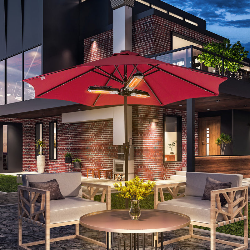 HOMCOM Electric Parasol Heater Infrared Quartz 2000W Outdoor Umbrella mounted