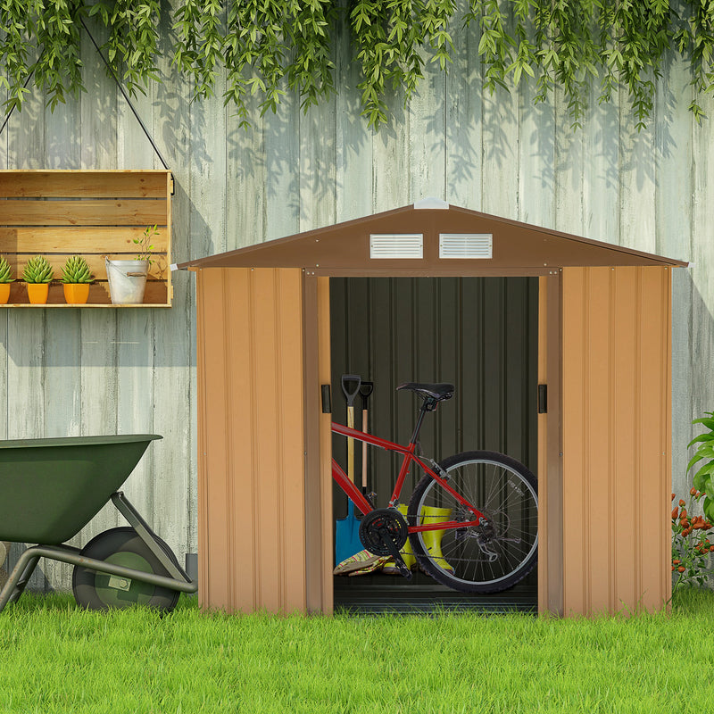 Outsunny Garden Shed Storage Unit w/Locking Door Floor Foundation Vent Yellow