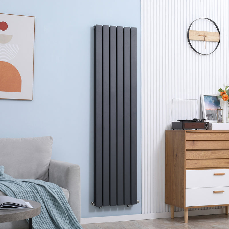 HOMCOM Vertical Designer Radiator Wall-mounted Heater for Bedroom Study Grey
