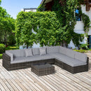 Outsunny 7PC Rattan Furniture Sectional Sofa Set Coffee Table Buckle Structure