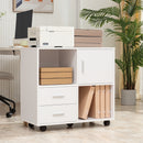 Vinsetto Printer Stand Mobile Office Storage Cabinet W/ Shelves Drawers, White