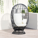 Outsunny Swivel Egg Chair Rattan Outdoor Chair with Cushion for Patio Black