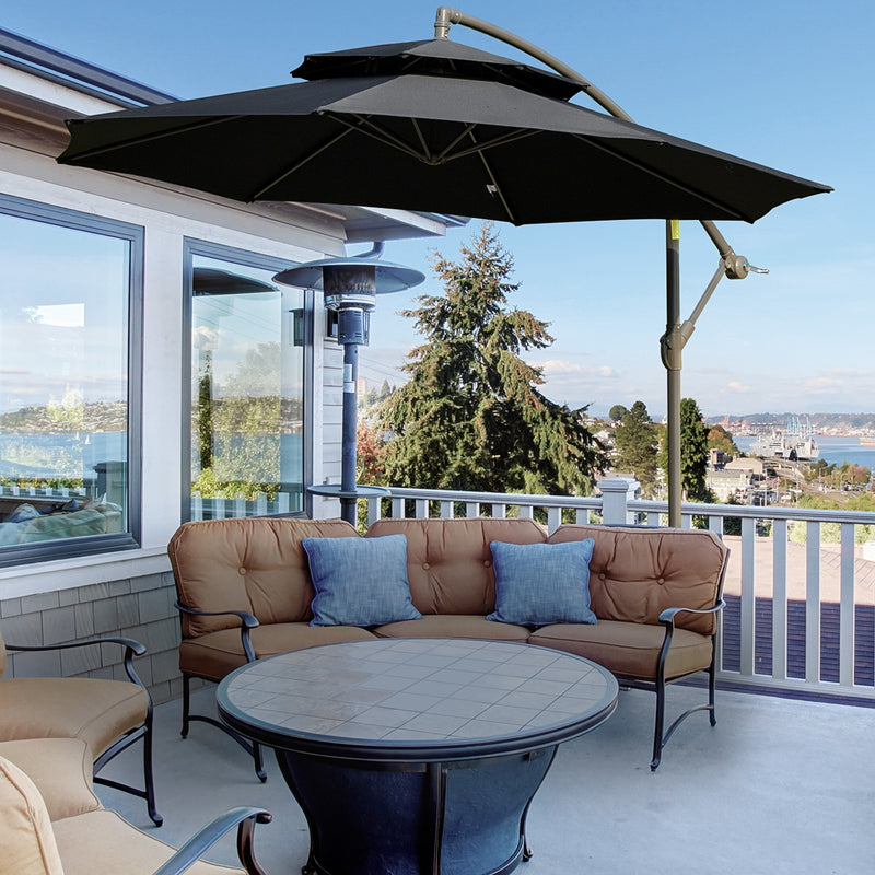 Outsunny 2.7m Cantilever Banana Parasol Outdoor Sun Shade w/ Crank, Black