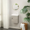 kleankin Bathroom Vanity Unit with Basin, Wall Mounted Wash Stand, Grey