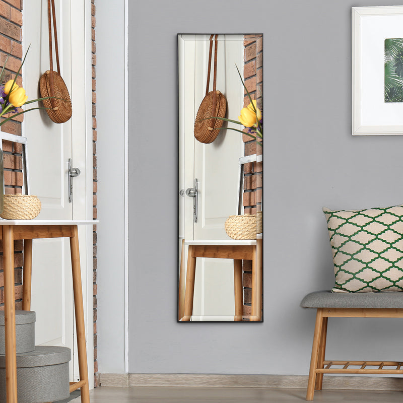 HOMCOM Full Length Mirror Dressing Mirror Wall-Mounted for Bedroom Black