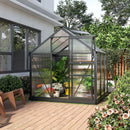 Outsunny 6x6ft Walk-In Polycarbonate Greenhouse Plant Grow Galvanized Aluminium