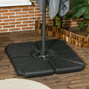 Outsunny Set of 4 Banana Parasol Base Stand Water or Sand Filled Weights, Black