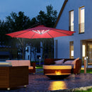Outsunny 3(m) LED Patio Banana Umbrella Cantilever Parasol w/ Crank, Red