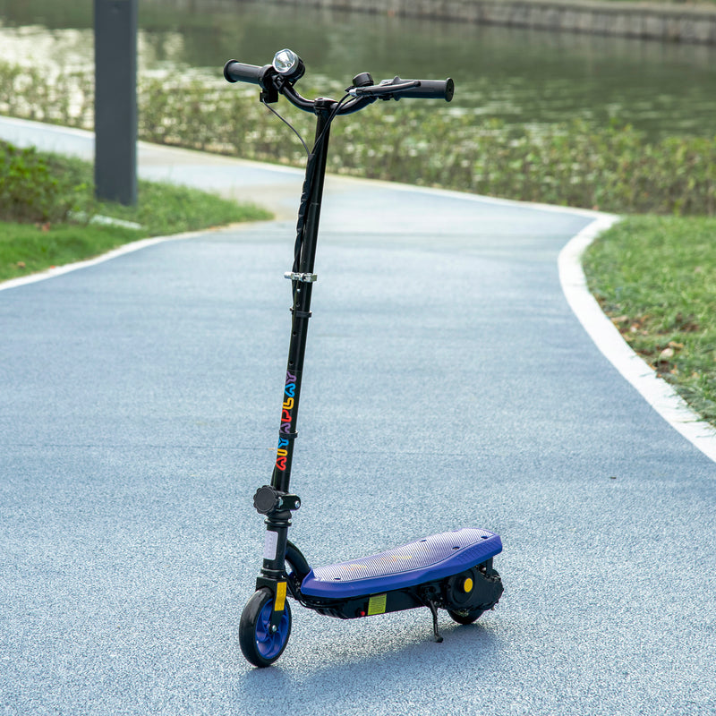 HOMCOM Folding Electric Scooter w/ LED Headlight, for Ages 7-14 Years - Blue