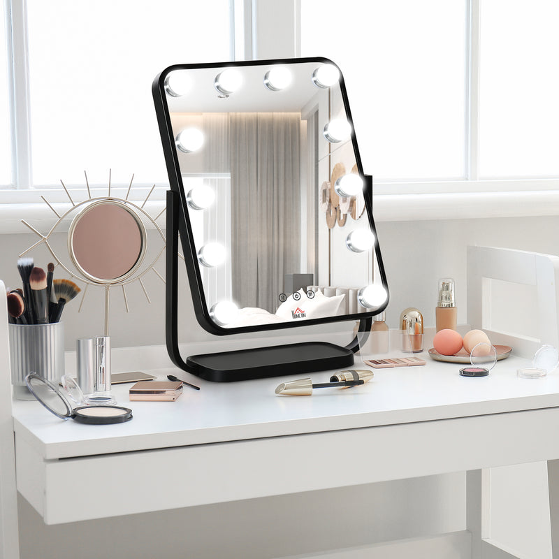 HOMCOM Hollywood Vanity Mirror with Dimmable LED Bulbs, Memory Function Bedroom