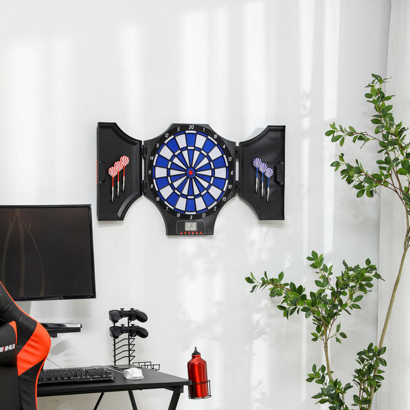 SPORTNOW Electronic Dartboard Set with Cabinet, 31 Games, for 8 Players