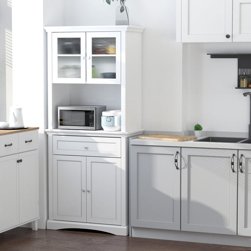 HOMCOM Kitchen Cupboard Storage Cabinet with Drawer, Doors and Shelves, White