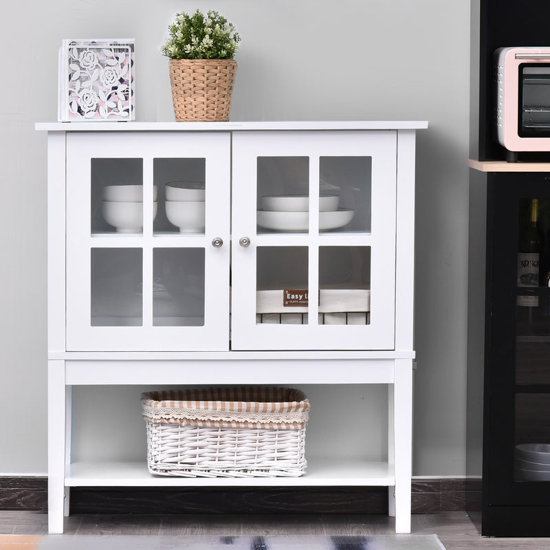 HOMCOM Modern Kitchen Sideboard Storage Cabinet w/ Adjustable Shelf – White