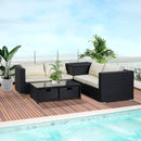 Outsunny 4Pcs Patio Rattan Sofa Garden Furniture Set Table w/ Cushions Black