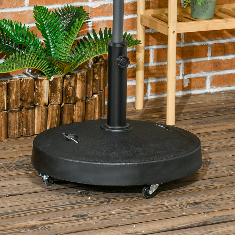 Outsunny 23.5kg Round Resin Garden Parasol Base for Poles of 38mm-48mm