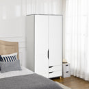 HOMCOM 2 Door Wardrobe with Drawers, Hanging Rail, Shelves for Bedroom, White