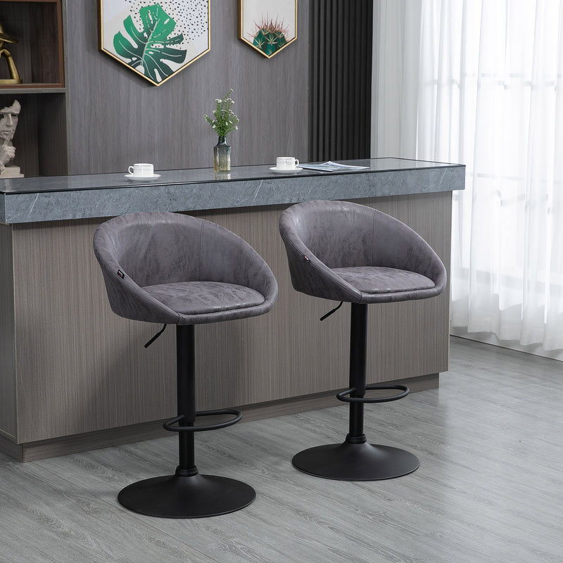 HOMCOM Modern Swivel Bar Stools Set of 2 with Adjustable Height, Dark Brown