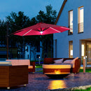 Outsunny 3(m) LED Cantilever Parasol Outdoor with Base Solar Lights Red