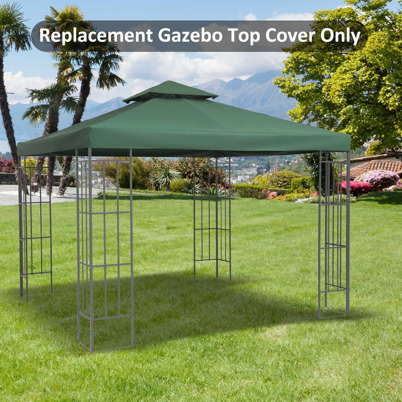 Outsunny 3(m) 2 Tier Garden Gazebo Top Cover Replacement Canopy Roof Dark Green