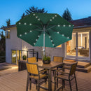 Outsunny 2.67m Patio LED Umbrella with Push Button Tilt/Crank 8 Ribs Green