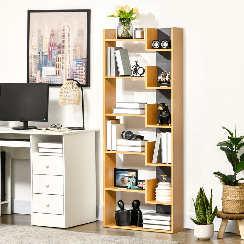HOMCOM 6-Tier Bookshelf Freestanding Decorative Storage Shelves for Home Natural