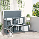 Pawhut Rabbit Hutch   Grey, Black, White
