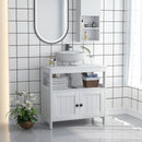 kleankin Bathroom Pedestal Under Sink Cabinet with Storage Shelves, Door, White