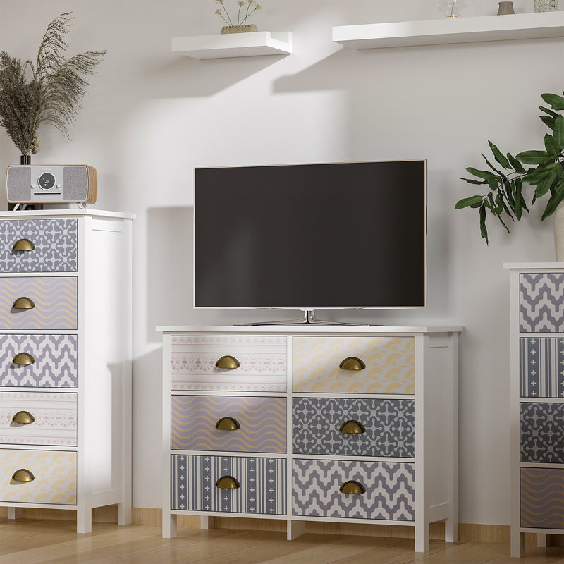 HOMCOM Chest of Drawers, 6 Drawer Unit Storage Chest Bedroom Living Room