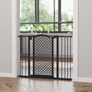 PawHut 74-105cm Pet Safety Gate, Pressure Fit Stair with Double Locking - Black