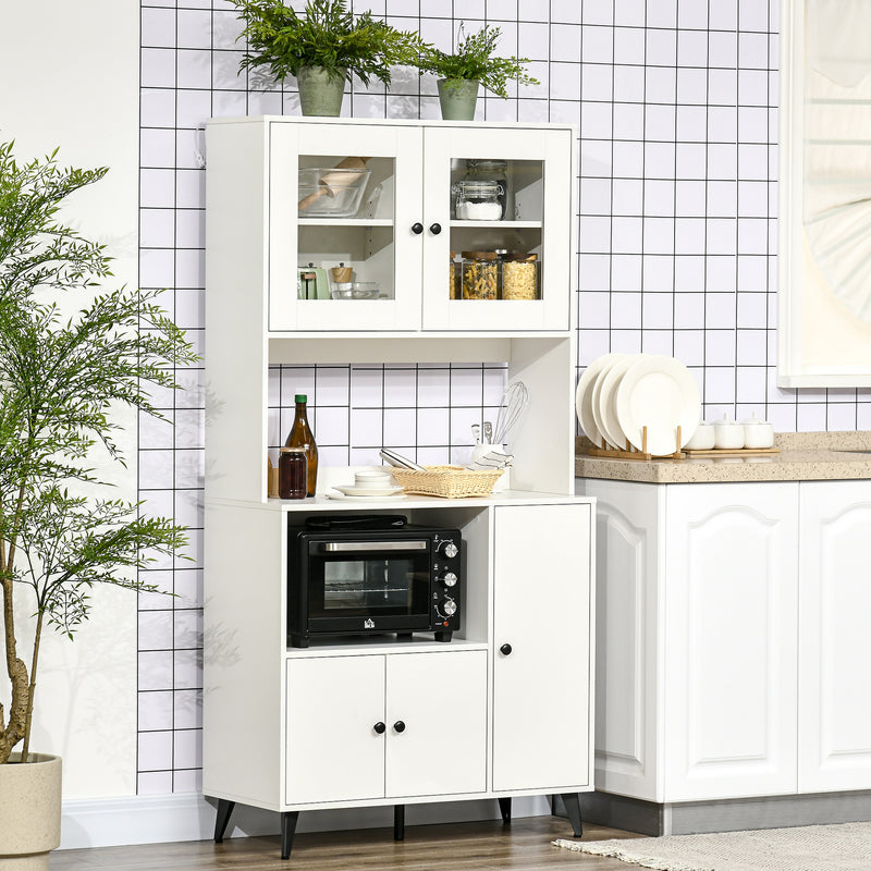 HOMCOM Freestanding Kitchen Storage Cabinet Cupboards Adjustable Shelves White