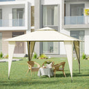 Outsunny 3.5x3.5m Side-Less Outdoor Canopy Gazebo 2-Tier Roof Steel Frame Beige