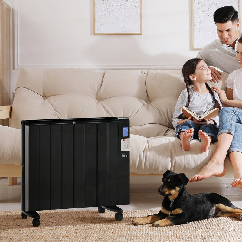 HOMCOM Convector Radiator Panel Space Heater Freestanding / Wall-mounted Black