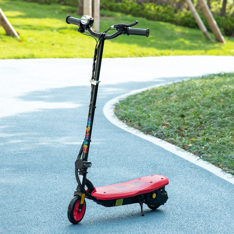 HOMCOM Folding Electric Scooter w/ LED Headlight, for Ages 7-14 Years - Red