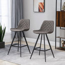HOMCOM Set Of 2 Bar Stools Vintage Microfiber Cloth Tub Seats Padded Steel Grey