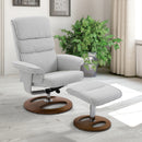 HOMCOM Recliner Chair Ottoman Set 360° Swivel Sofa Wood Base Grey