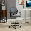 Vinsetto Drafting Chair Tall Office Stand Desk Chair with Foot Ring, Arm, Wheel