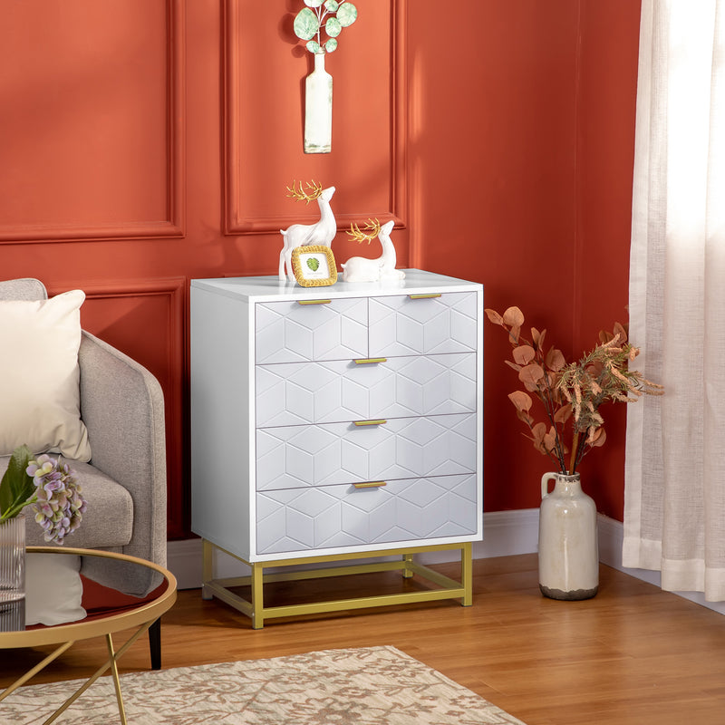 HOMCOM Accent Chest of Drawers, 5-Drawer Storage Organizer Unit for Bedroom