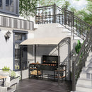 Outsunny 2.2 x 1.5 m BBQ Gazebo Tent Sun Shade with Canopy and 10 Hooks, Beige