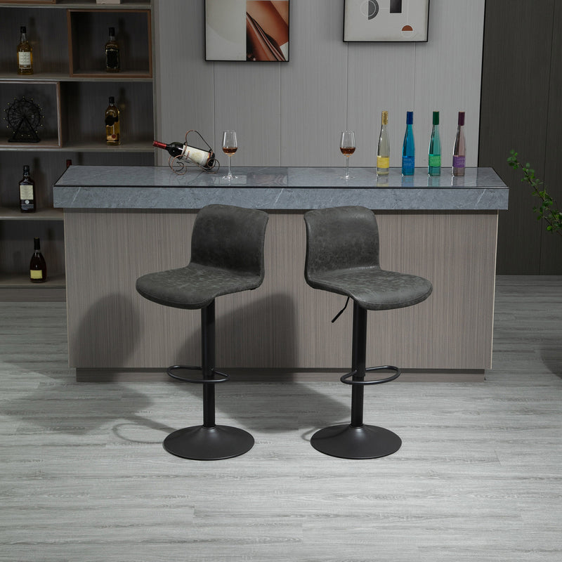 HOMCOM Retro Barstools Set of 2 PU Leather Adjustable Height Swivel Bar Chairs