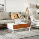 HOMCOM Coffee Table Sofaside Table with Drawers and Open Shelf for Living Room