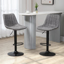 HOMCOM Set Of 2 Microfibre Retro Tub Bar Stools Metal Frame Footrest Seat Grey